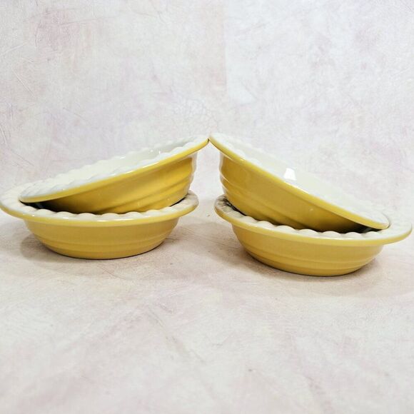 4 - Le Gourmet Chef Small 5.5" Pot Pie or Fruit Pie Baker Dish Bowls Yellow - Picture 2 of 8